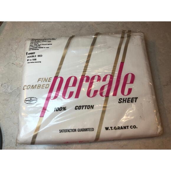 Vintage double flat white sheet from Grant Maid/wt grant 100% cotton. 81x108. - Picture 1 of 5